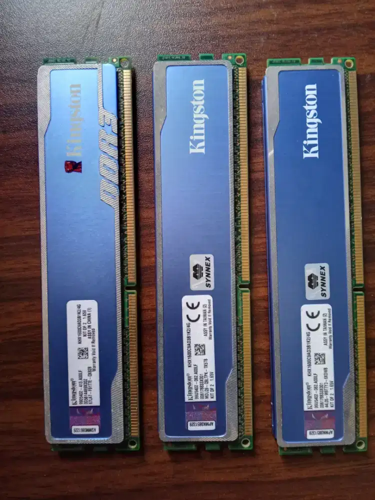 RAM 12GB (3@4GB) 1,65 volt Kingstone HyperX blu Orignal / Asli .