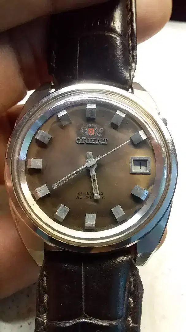 Jam Kuno dial langka Orient Otomatis 1743 dial Coklat tua