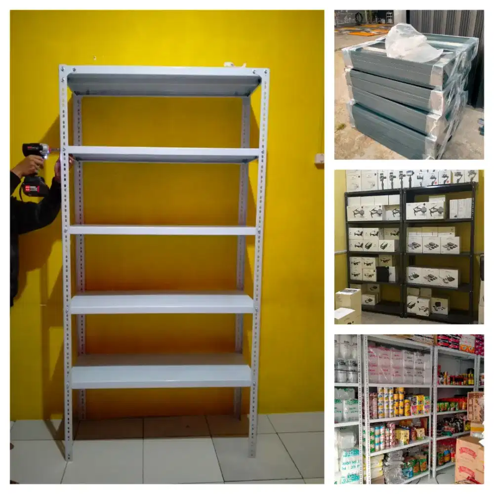 Rak besi siku lubang  Tebal 
5 dan 4 susun 100x40x200cm 
Bayar COD