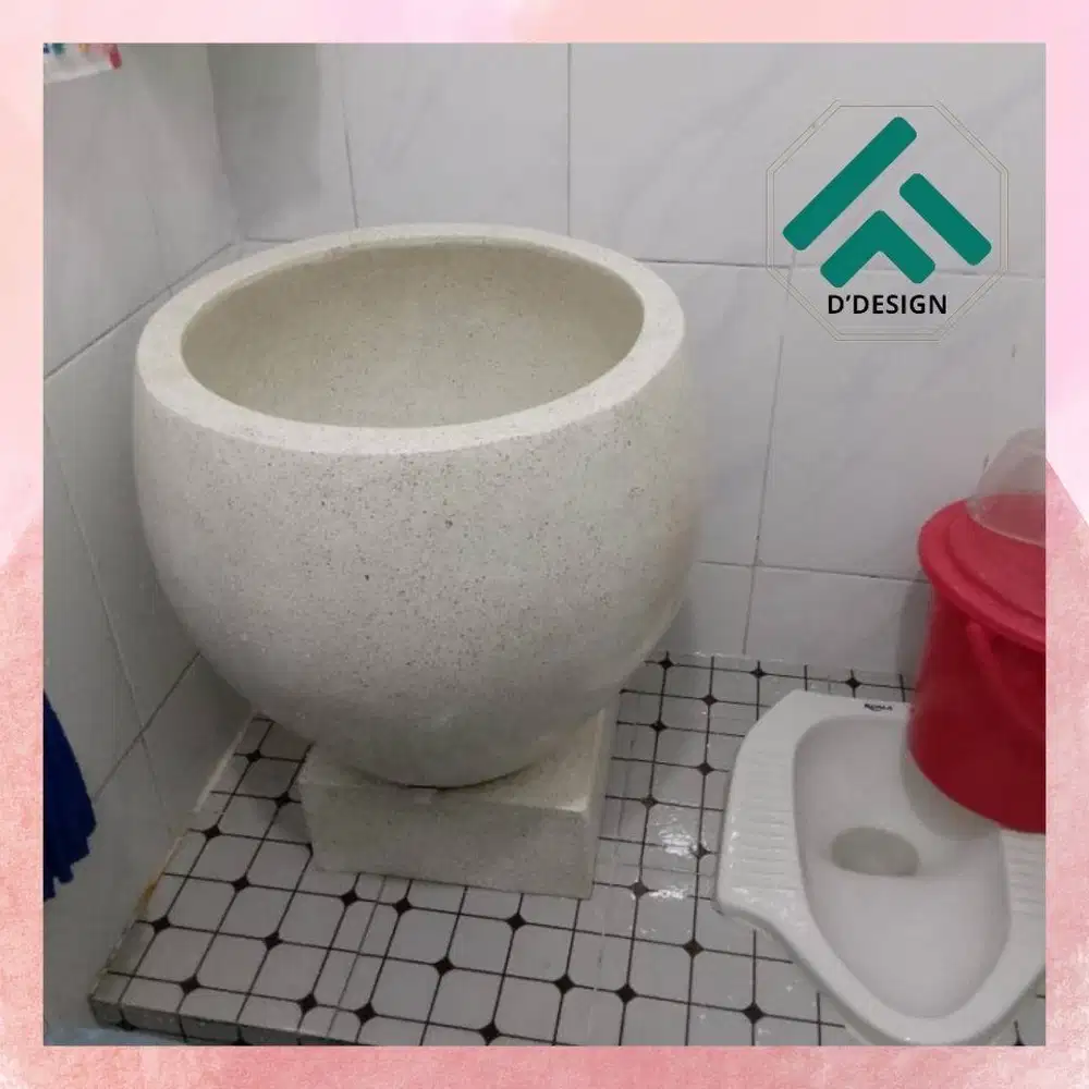 Bak Mandi Teraso Tipe Bakul Unik Handmade | Gentong Terrazzo