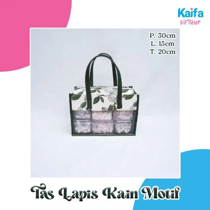 Tas Hampers/ Souvenir Bahan Lapis Kain Motif Dan Mika