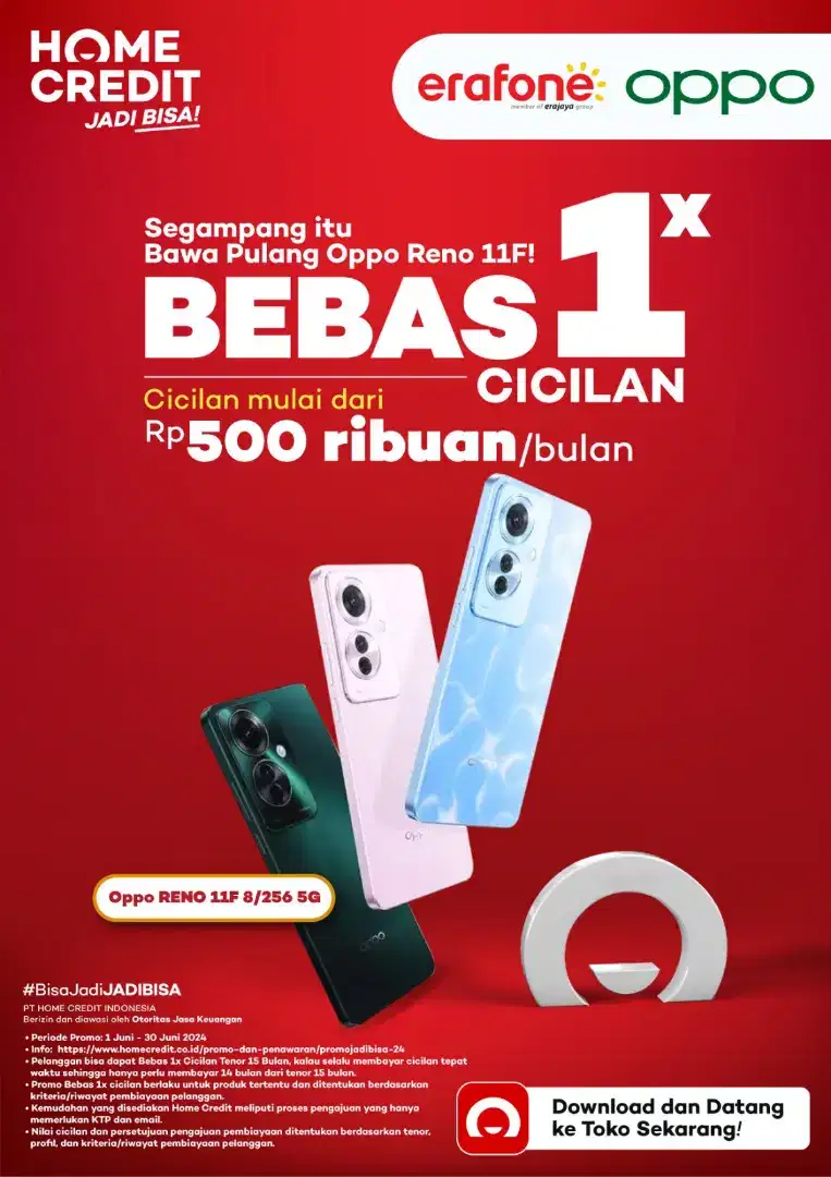 Cicilan tanpa kartu kredit Oppo Reno 11 F 256 GB