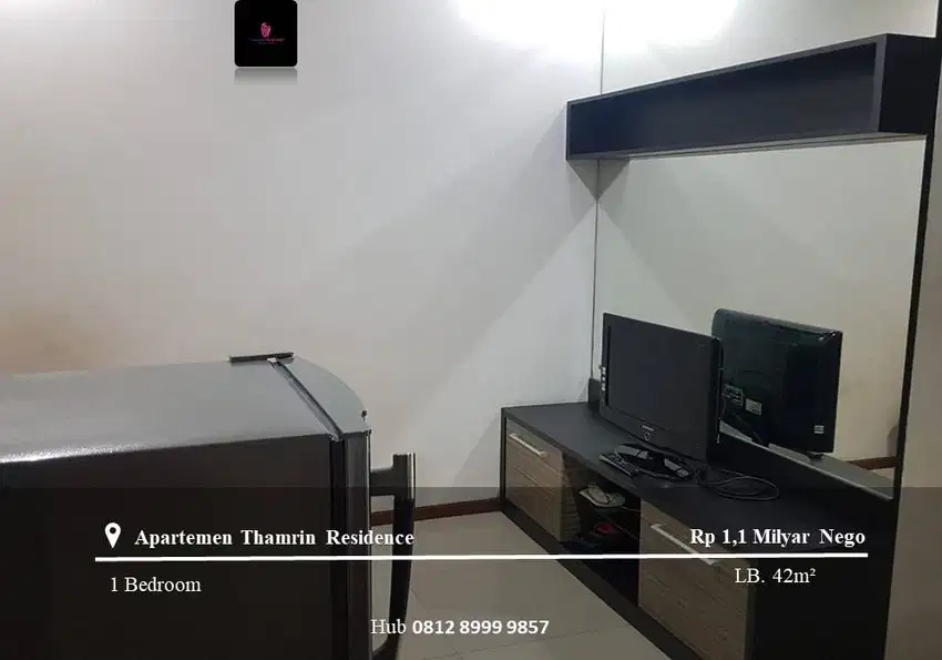 Dijual Apartemen Thamrin Residence Low Floor 1BR Fully Furnish View GI