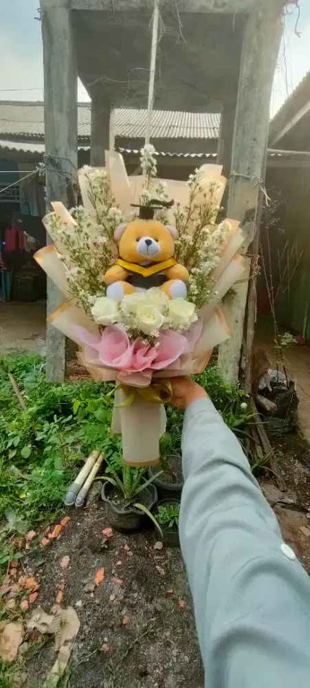 Buket balon bunga mawar fressh bisa jadi sehari