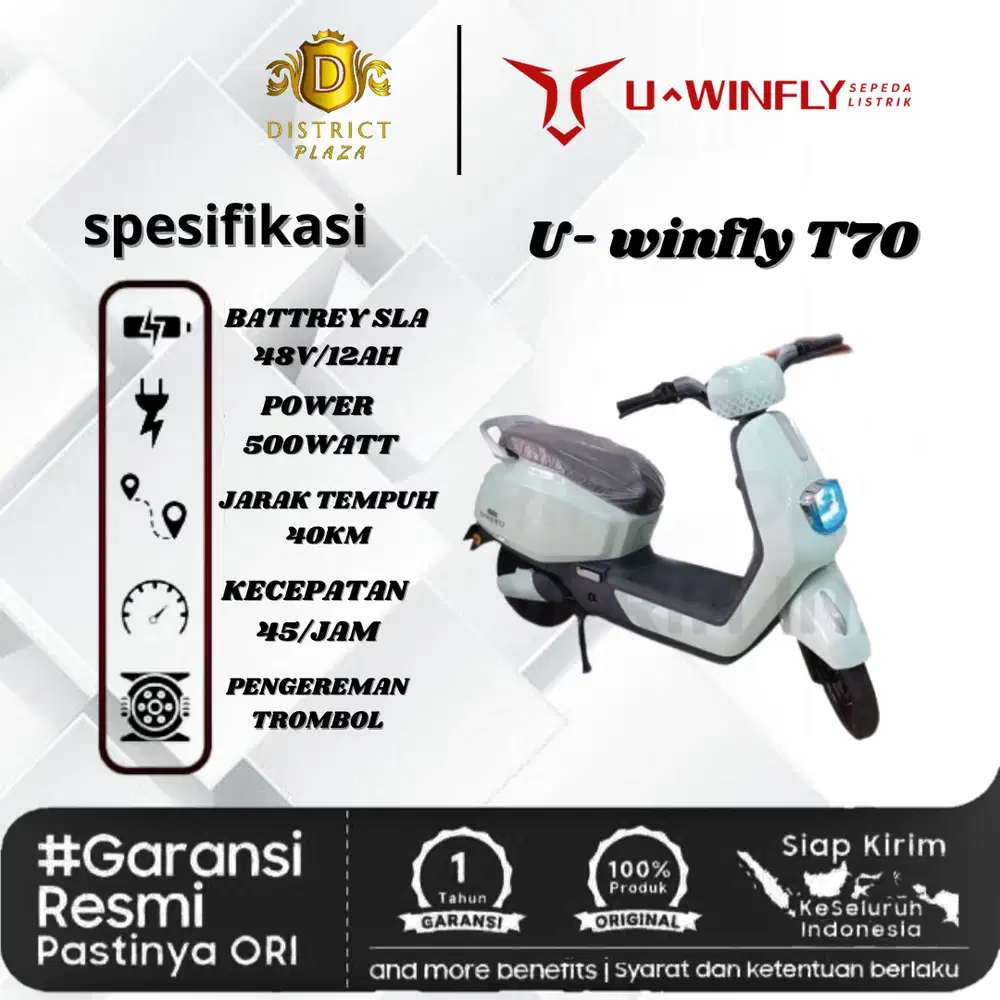 SEPEDA LISTRIK UWINFLY T70 BEGARANSI RESMI BATTRAI LITHIUM