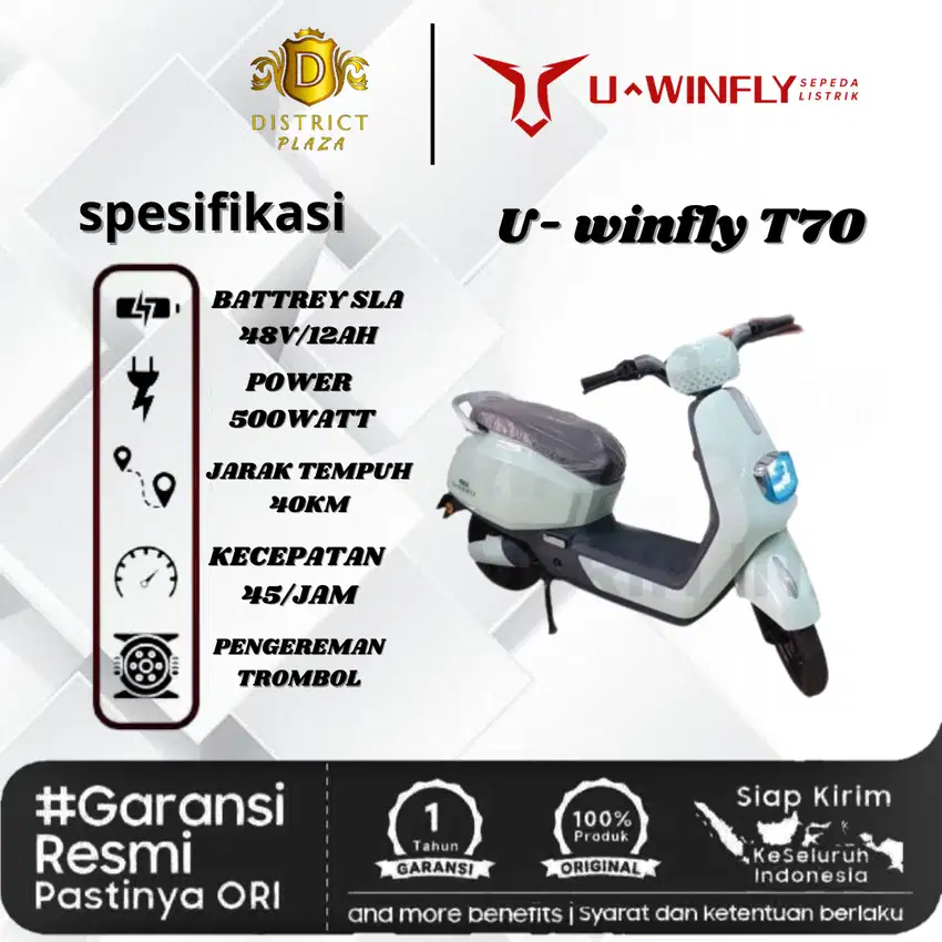 SEPEDA LISTRIK UWINFLY T70 BEGARANSI RESMI BATTRAI LITHIUM