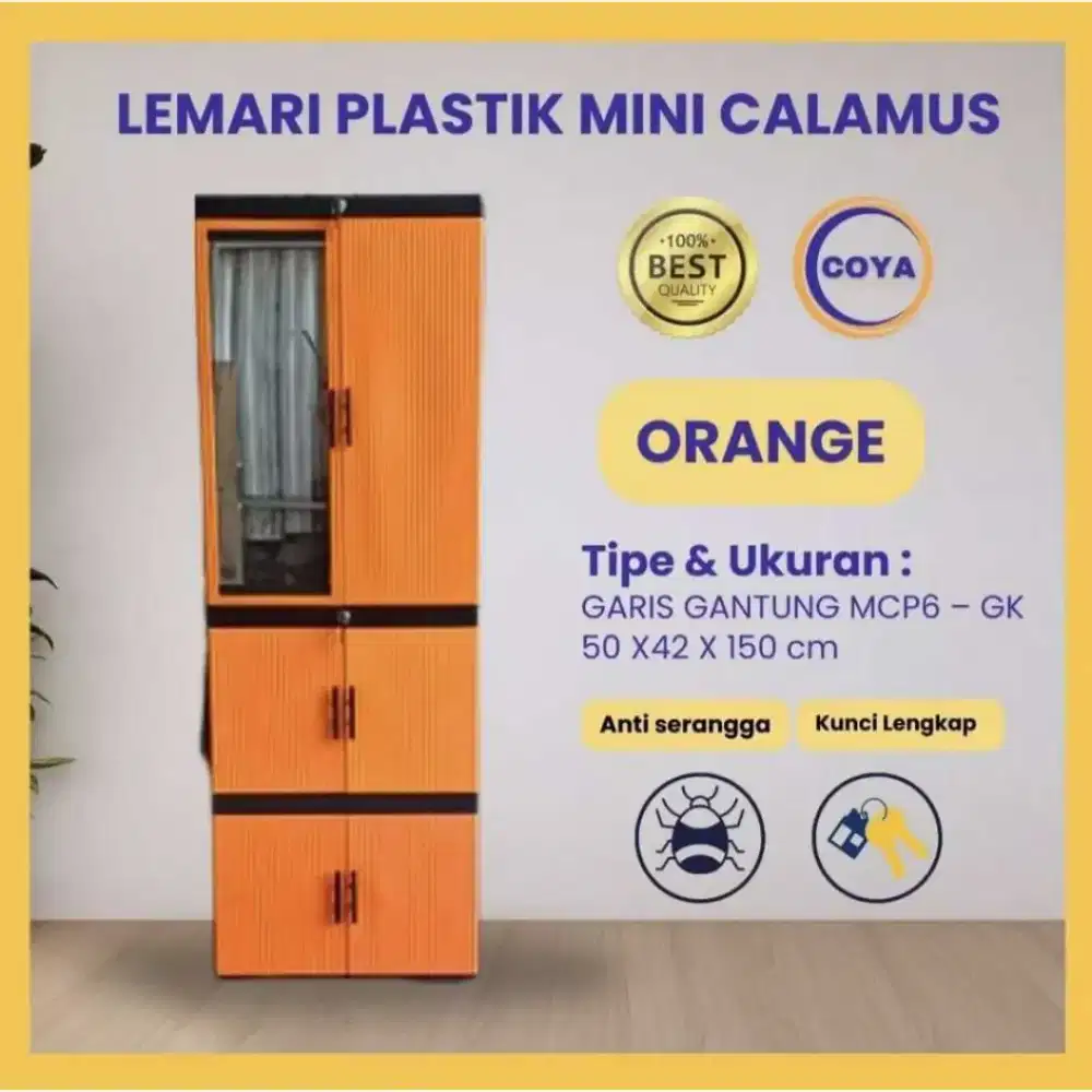 Lemari Mini Calamus Garis Gantung + Cermin MCP6-GK (Orange)