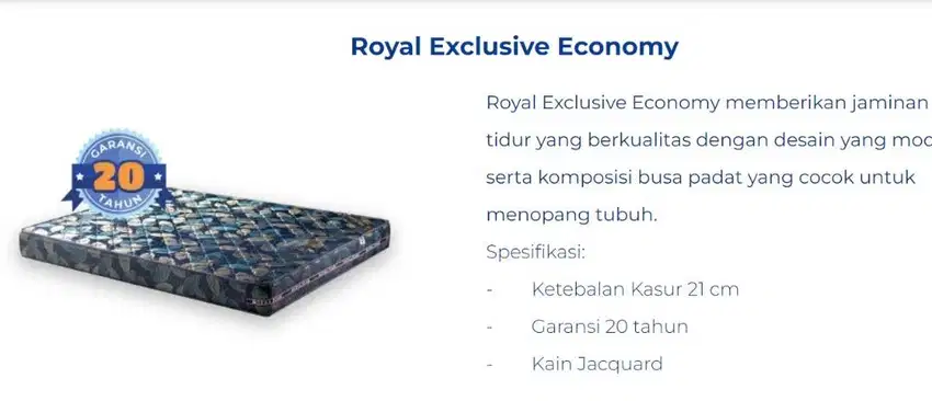 Kasur Busa Royal Foam REE Exclusive Economy Custom 140cm x 200cm