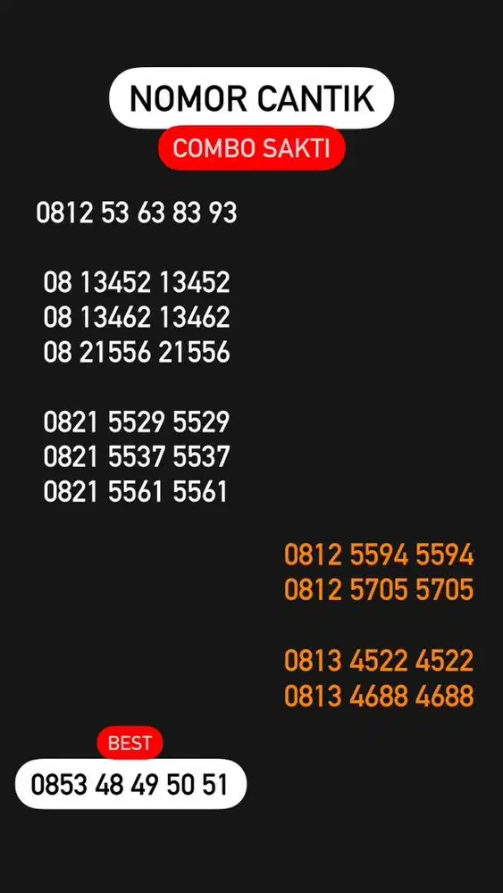 Nomor cantik kartu perdana simpati as loop telkomsel 4g (500rb-3,5jt)