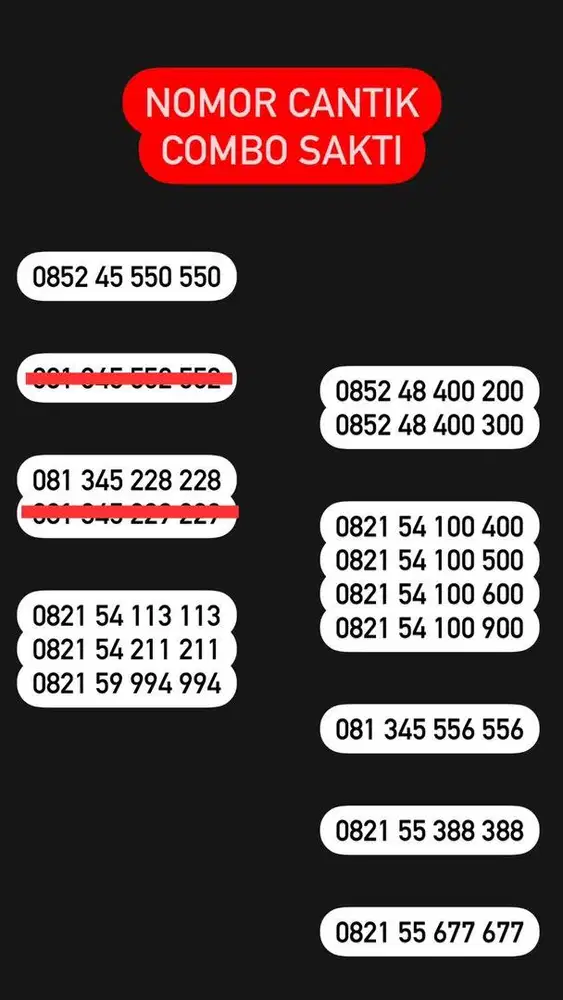 Nomor cantik kartu perdana simpati as loop telkomsel 4g (250rb-1,5jt)