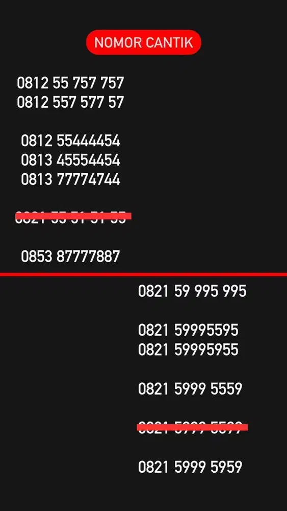 Nomor cantik kartu perdana simpati as loop telkomsel 4g (750rb-3,5jt)