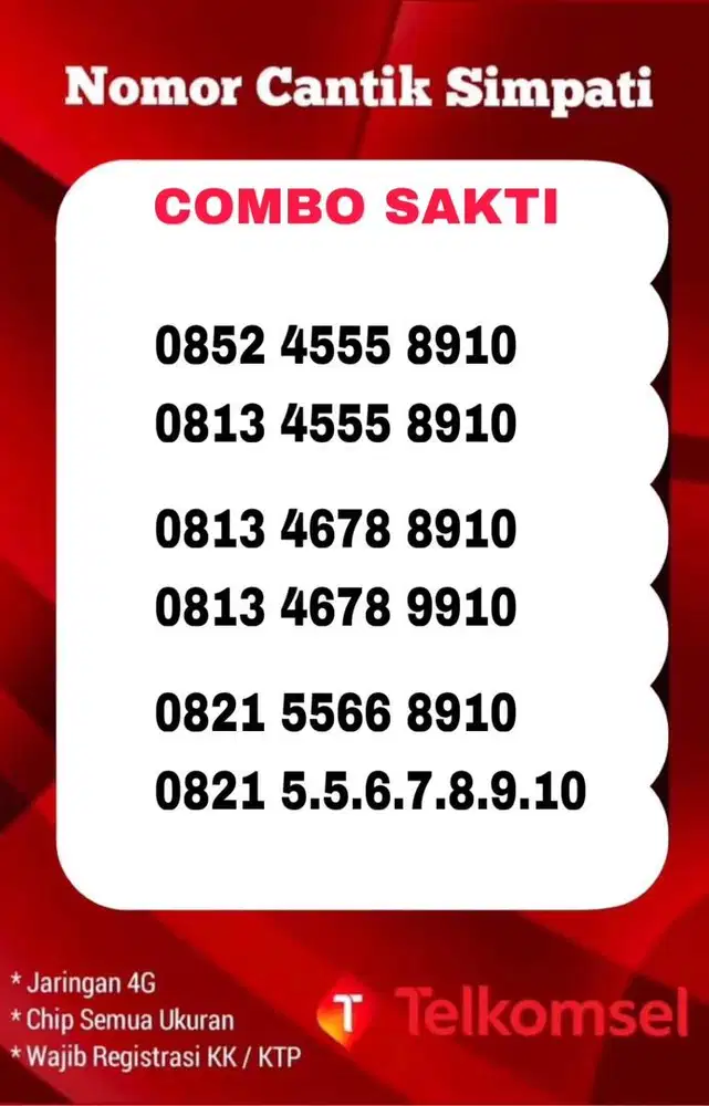 Nomor cantik kartu perdana simpati as loop telkomsel 4g