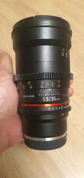 Lensa Samyang 35mm T 1.5mm for sony like new (lengkap)