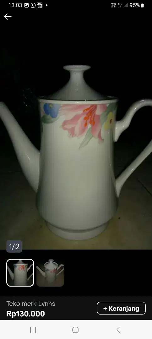 Teko putih bunga lyns