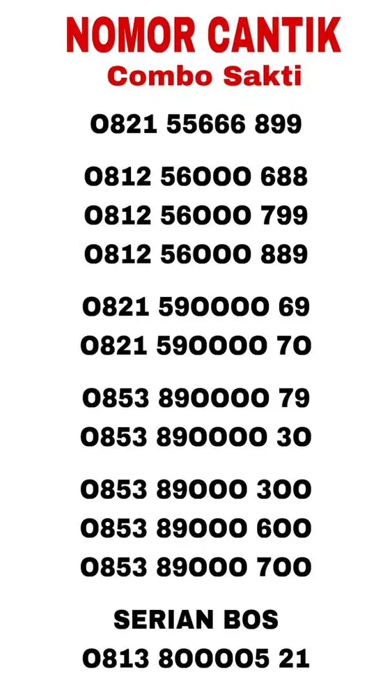 Nomor cantik kartu perdana simpati as telkomsel 4g (500rb-1,2jt)