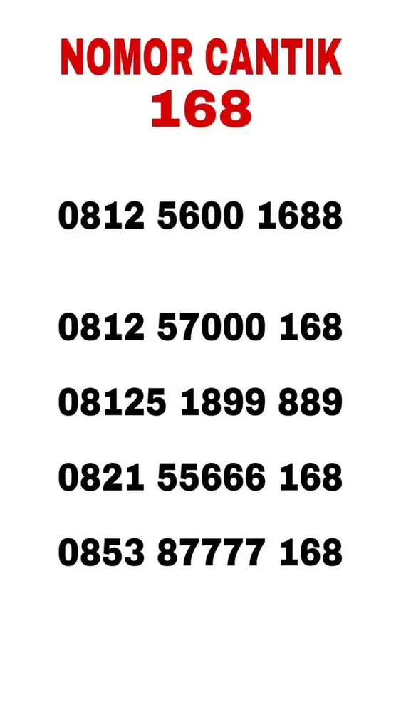 Nomor cantik kartu perdana simpati hoki 168 telkomsel 4g (400rb-1,5jt)