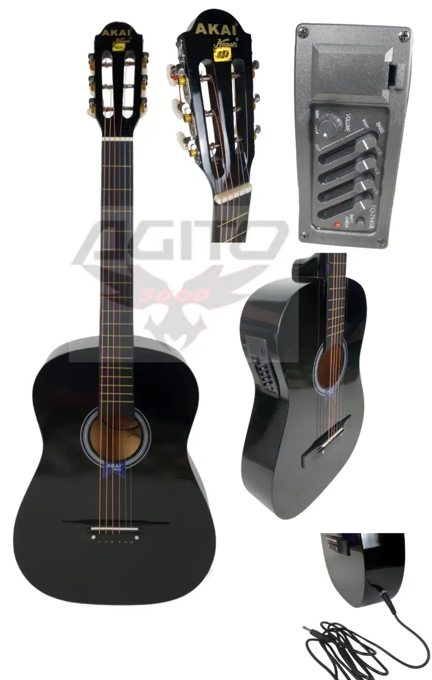 Gitar Akustik Elektrik Akai Kapok MG 010 EQ4 Hitam ORI