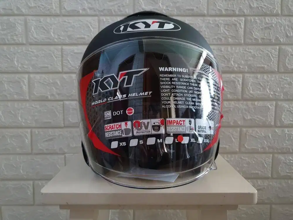 Helm KYT Kyoto R Solid Black Matt / Doff Original - Size XL (Baru)