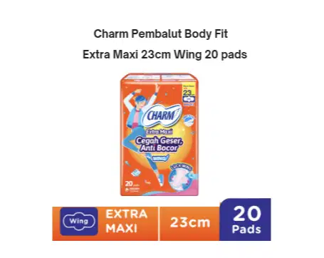 Charm Pembalut Body Fit Extra Maxi 23cm Wing 20 pads