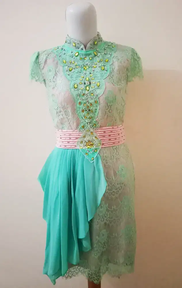 BAJU DRESS GAUN PESTA WANITA BROKAT TILLE