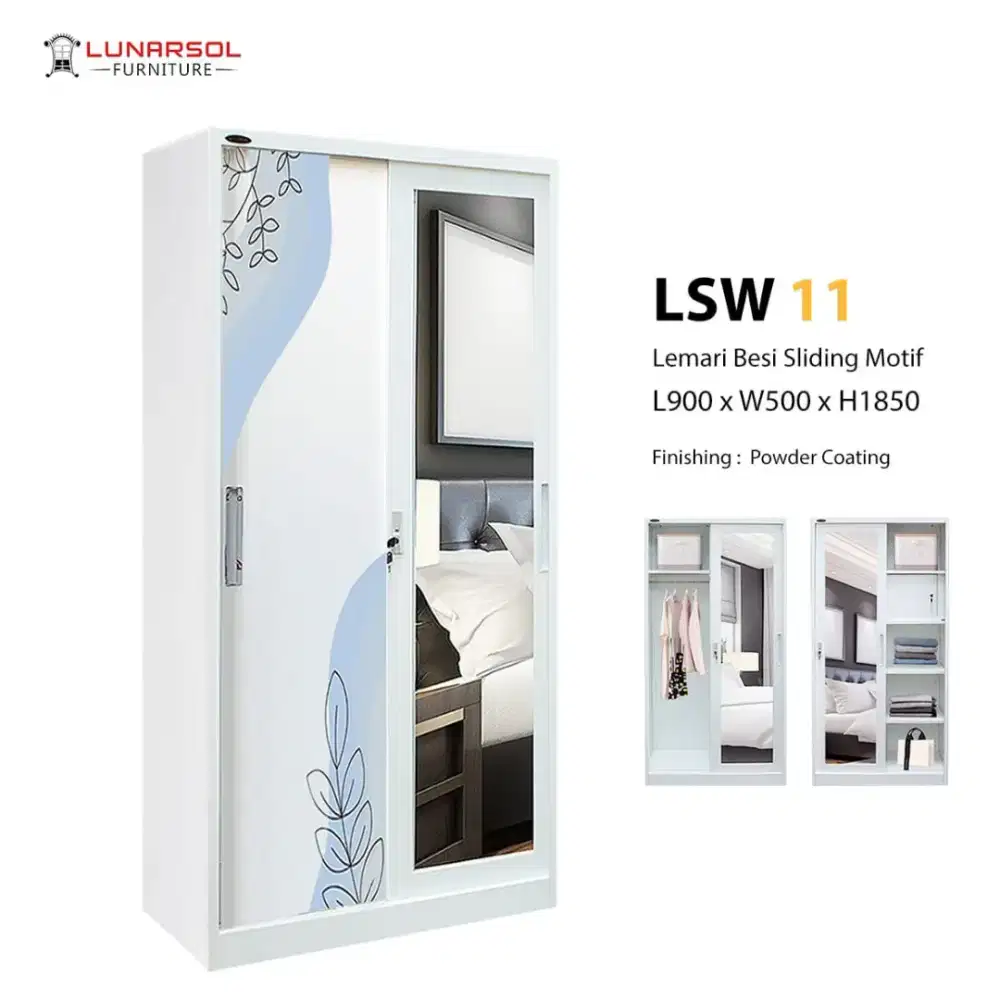 Uk 90x50x185 lemari pakaian besi pintu sleding