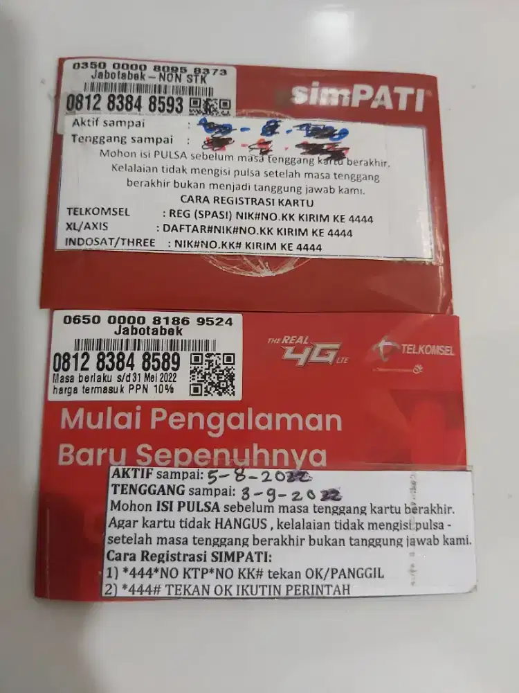 Kartu perdana simpati nomor cantik.sudah aktiv /pcs