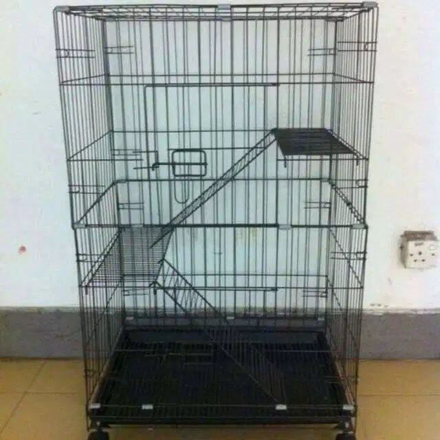 Kandang kucing 3tingkat 3tangga roda baru T1m baru
