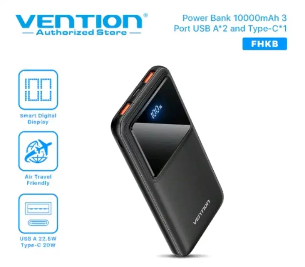 Powerbank Power Bank Vention 1OK 2OK mAh 22.5W Upto 3A Ori