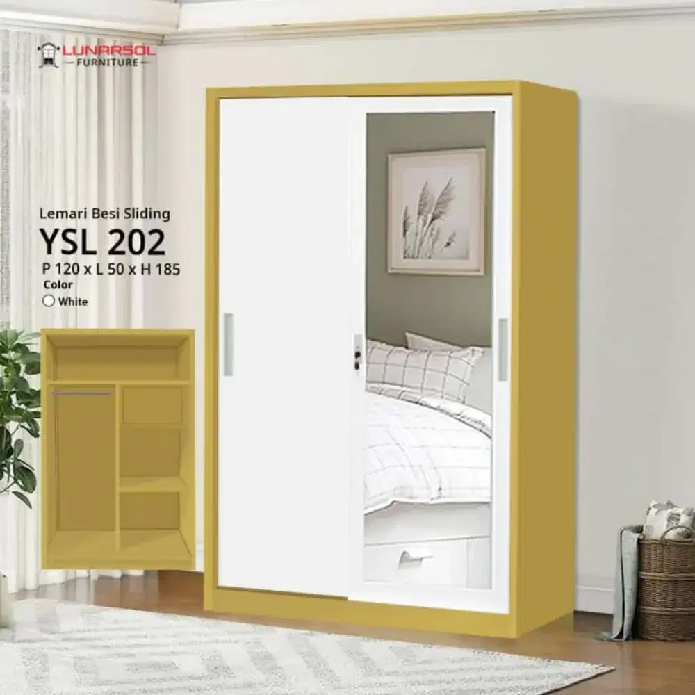 Pintu sleding lemari baju besi uk 120x50x185