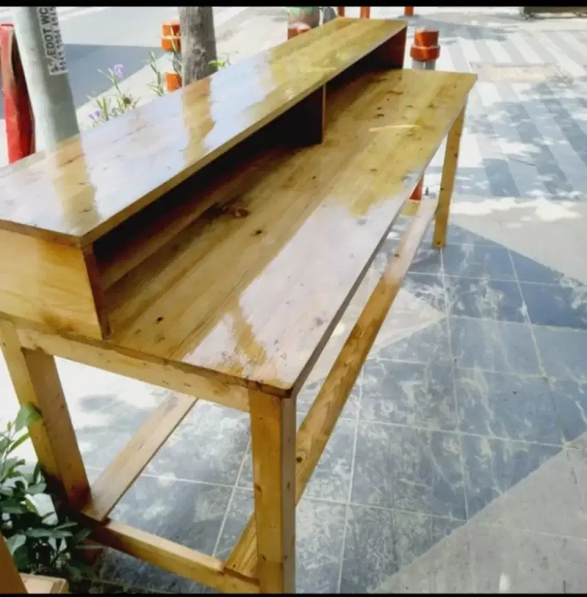 Meja Warung Tatakan Makanan, Meja Warteg, Meja Kasir, Meja Bar Kayu
