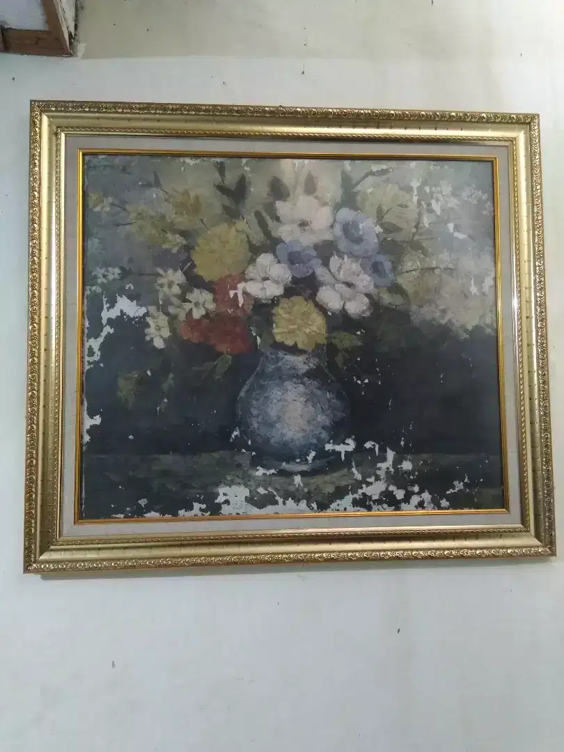 Lukisan kanvas bunga