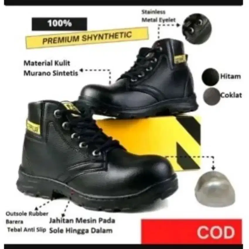 Termurah Sepatu Boots Safety Cat Ujung Besi