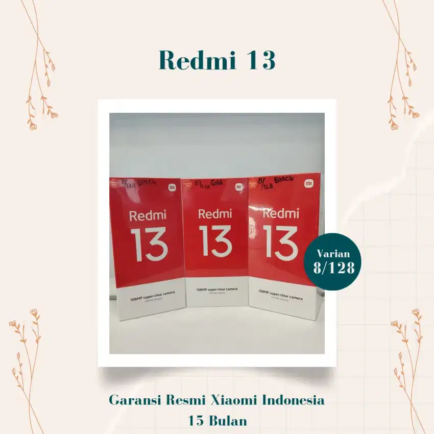 Redmi 13 8GB+128GB Garansi Resmi Indonesia 15 Bulan.