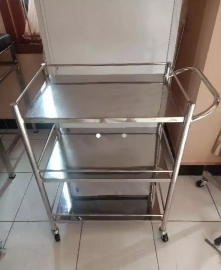 Trolley troli instrumen 3 rak stainless