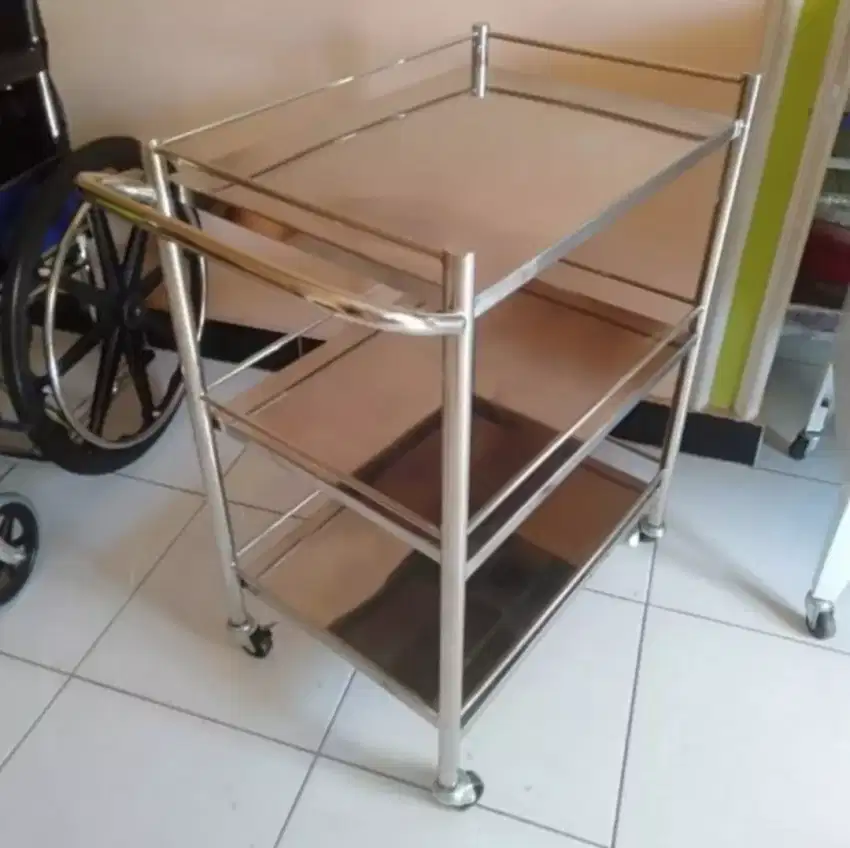 Trolley troli instrumen 3 rak stainless