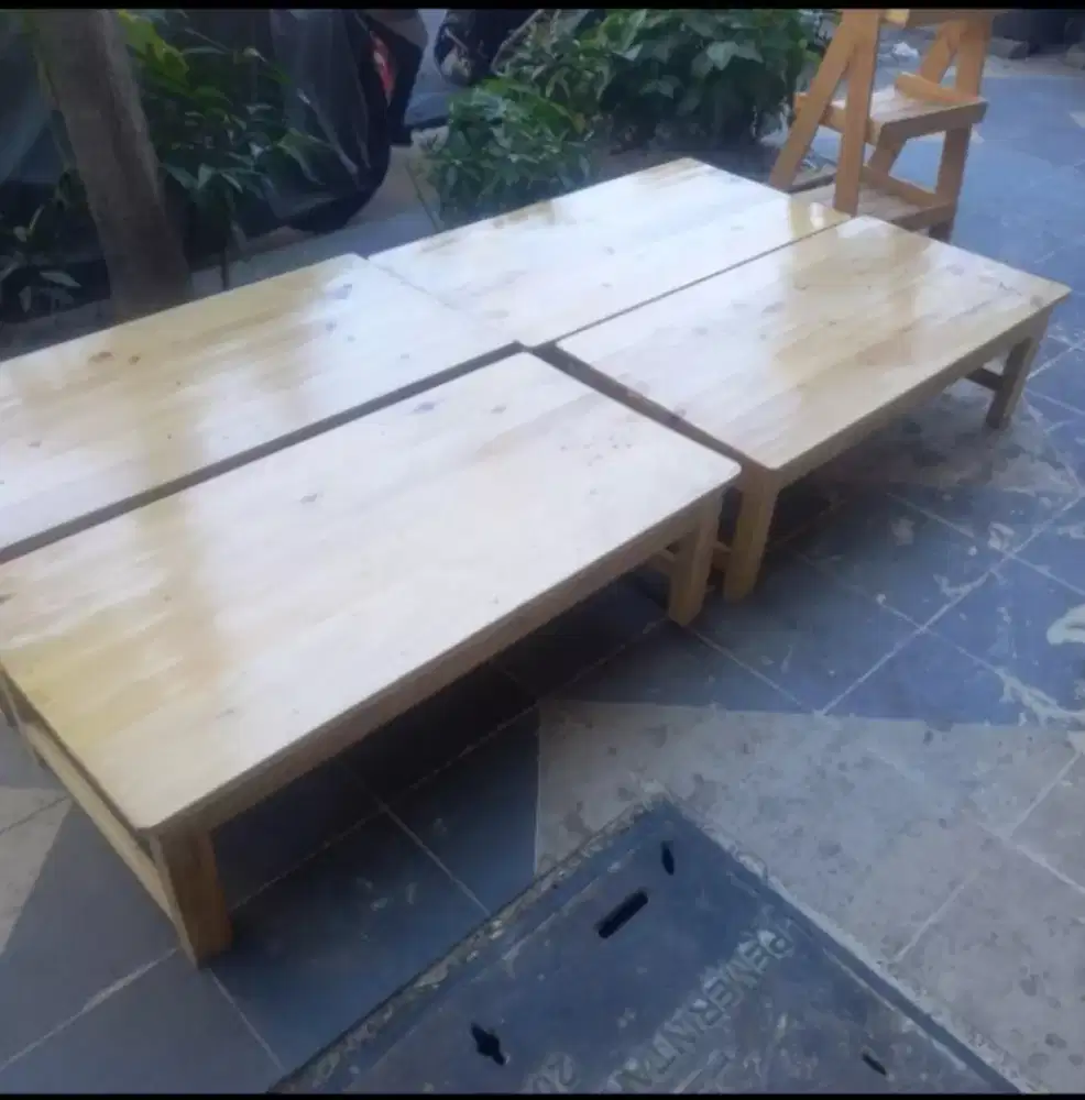 Meja Lesehan Kayu, Meja Kaki Pendek, Meja Lesehan angkringan, Meja