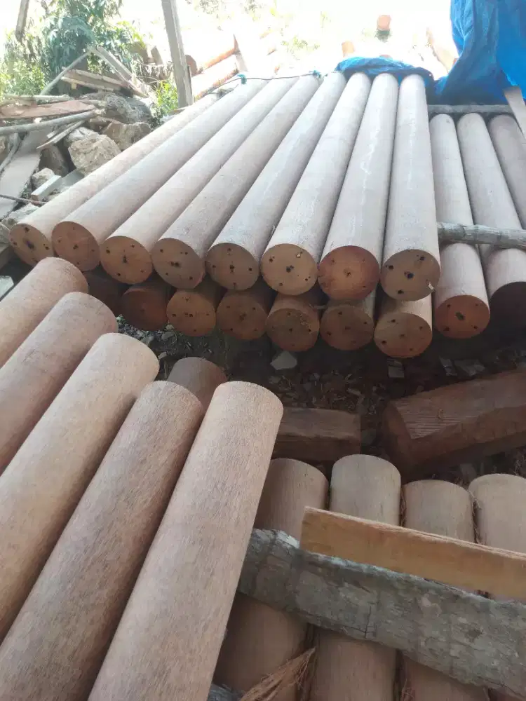 Sediang tiang kayu gelugu/tiang kayu kelapa bulat harga satuan