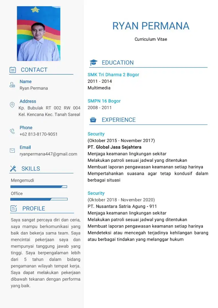 Mencari kerjaan, supir pribadi/security