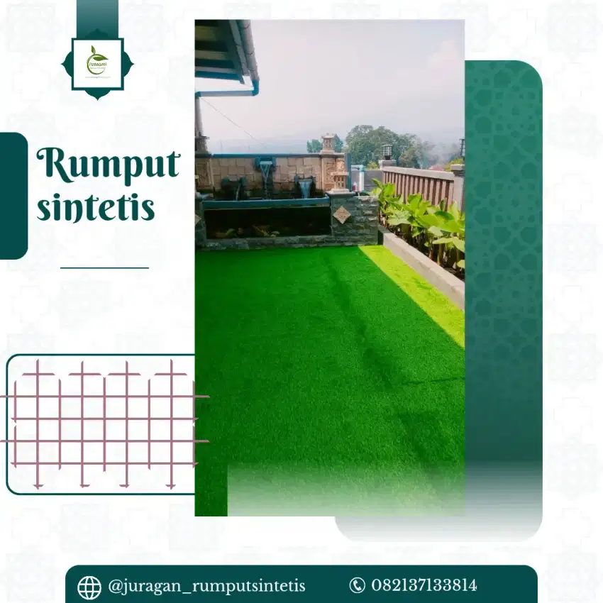 Desain taman rumah cantik dengan rumput sintetis