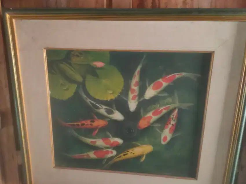 Dijual2 Buah  Lukisan ikan Koi yg bikin Hoki,Oil On CAnvas  istimewa