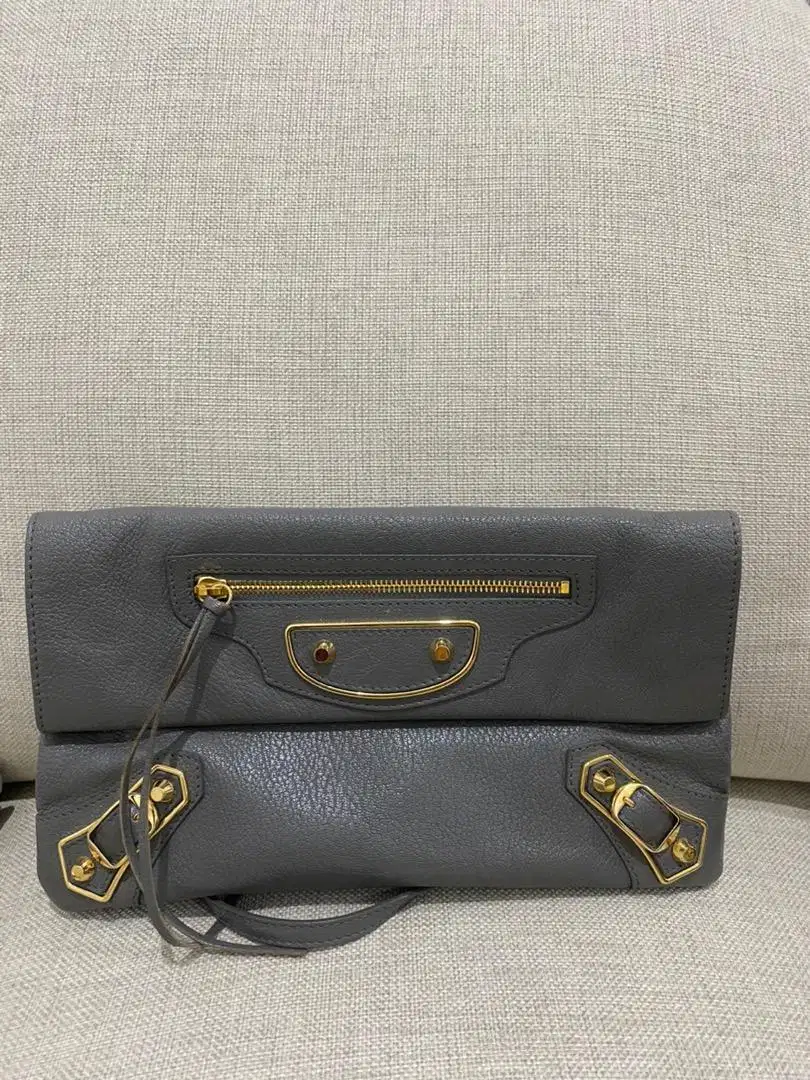 Balenciaga Envelope Metallic Edge Small in Grey Ghw