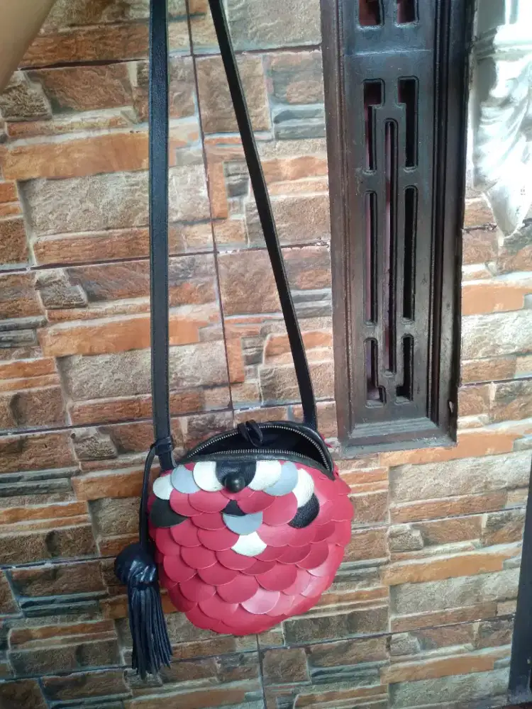 Tas kulit SRW 670 RARE kombinasi warna merah