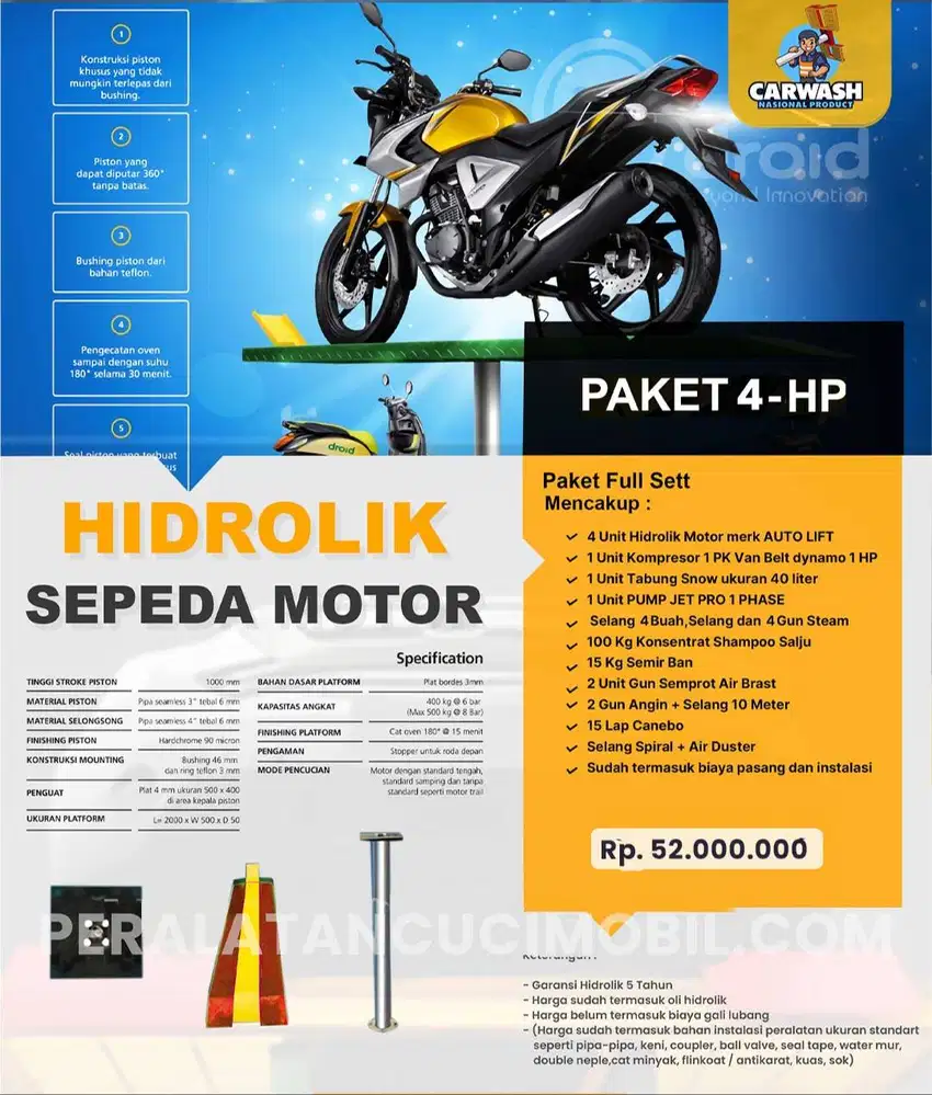 PAKET 4-HP HIDROLIK CUCIAN SEPEDA MOTOR CNP