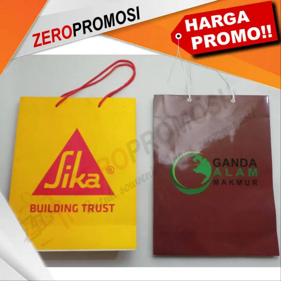 Paper Bag promosi custom logo Ukuran P25xT33,5xL7