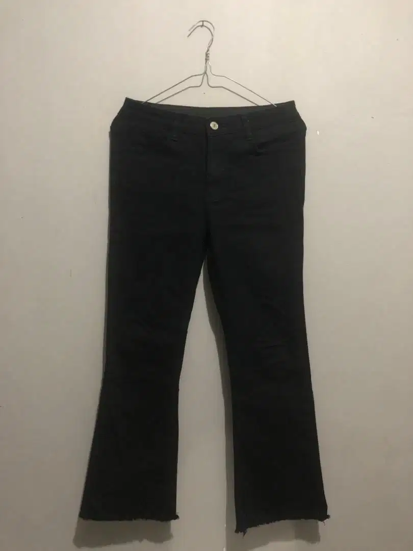Celana Jeans Cutbray Unfinished Korea (Pinggang Karet)