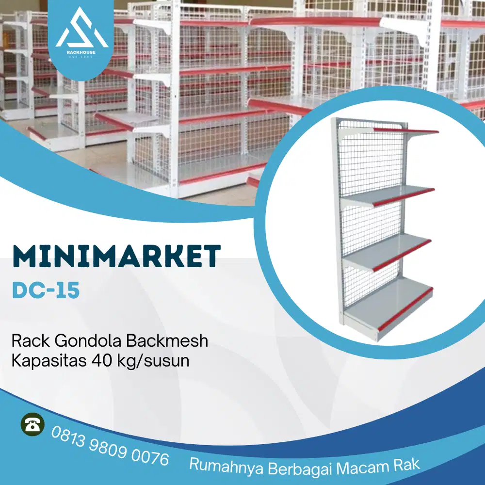 Rak Minimarket Rak Gondola Single Kapasitas 40 Kg Rak Dachang
