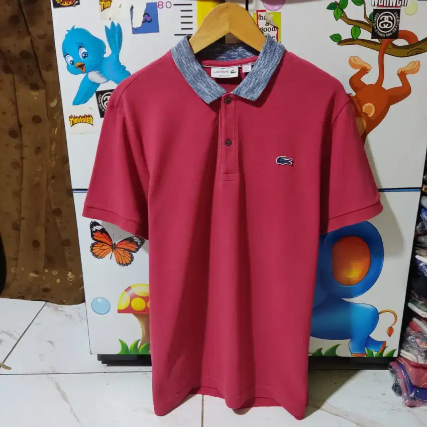 Kaos polo shirt Buaya colour merah jambu original second