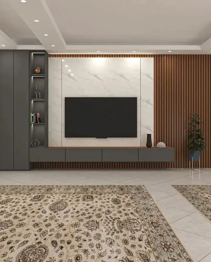 Interior kitchen set ,backdroop Tv Minimalis