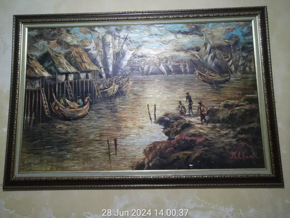 Lukisan pallet Perkampungan Nelayan