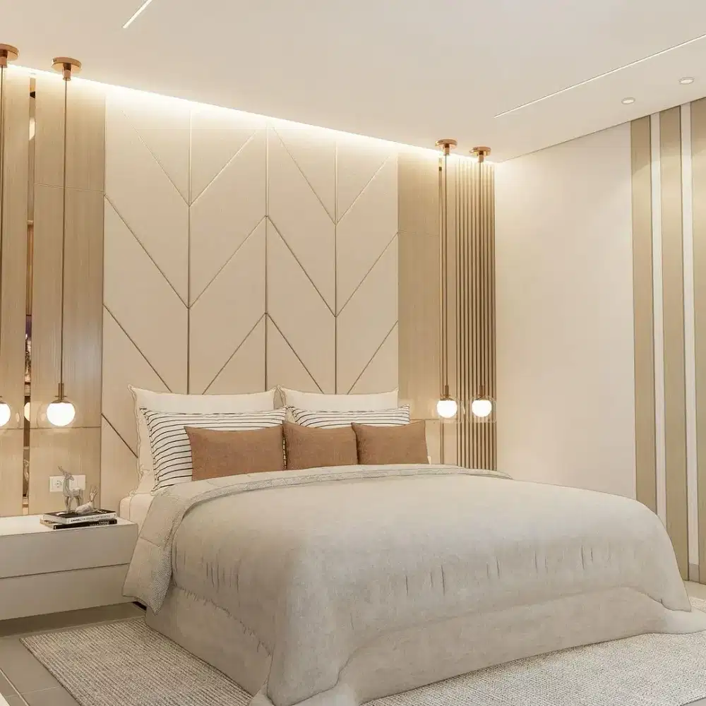 Interior kamar set ,Backdroop tv minimalis dan furniture lainnya